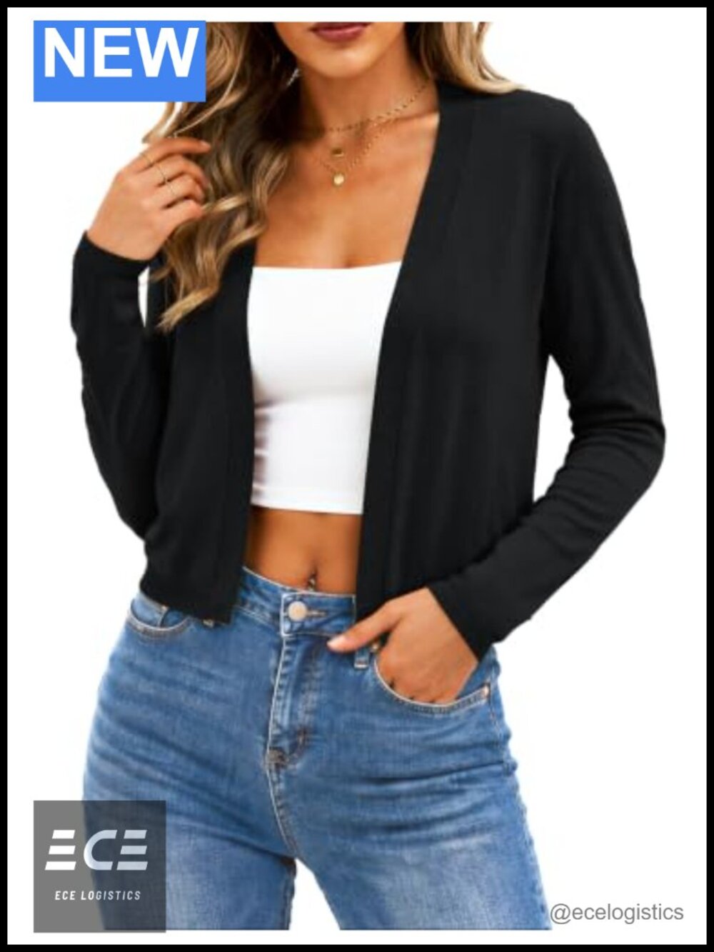 Cropped Open Front Cardigan Viscose Blend Lightweight Knit Shrug